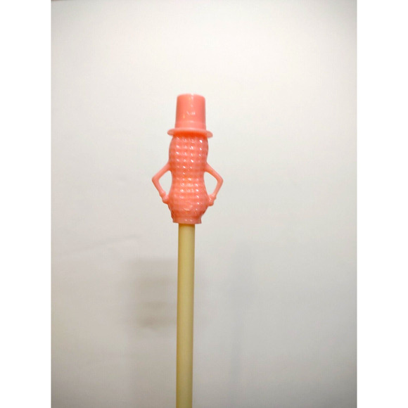 Mr Peanut Vintage Pink Drinking Straw 1950s Planters Peanuts Pop Culture Plastic - Picture 4 of 5